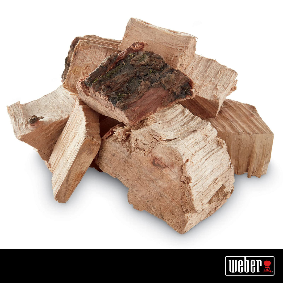Weber Pecan Wood Chunks deliver long-lasting heat for grilling sessions.