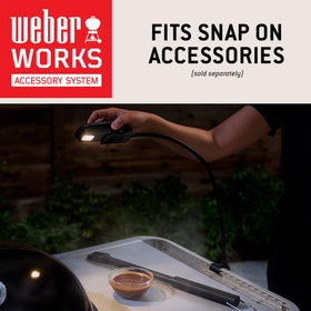 Weber Performer 22-Inch hinged cooking grate for adding charcoal during cook