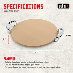 Weber pizza stone on grate promotes even heating