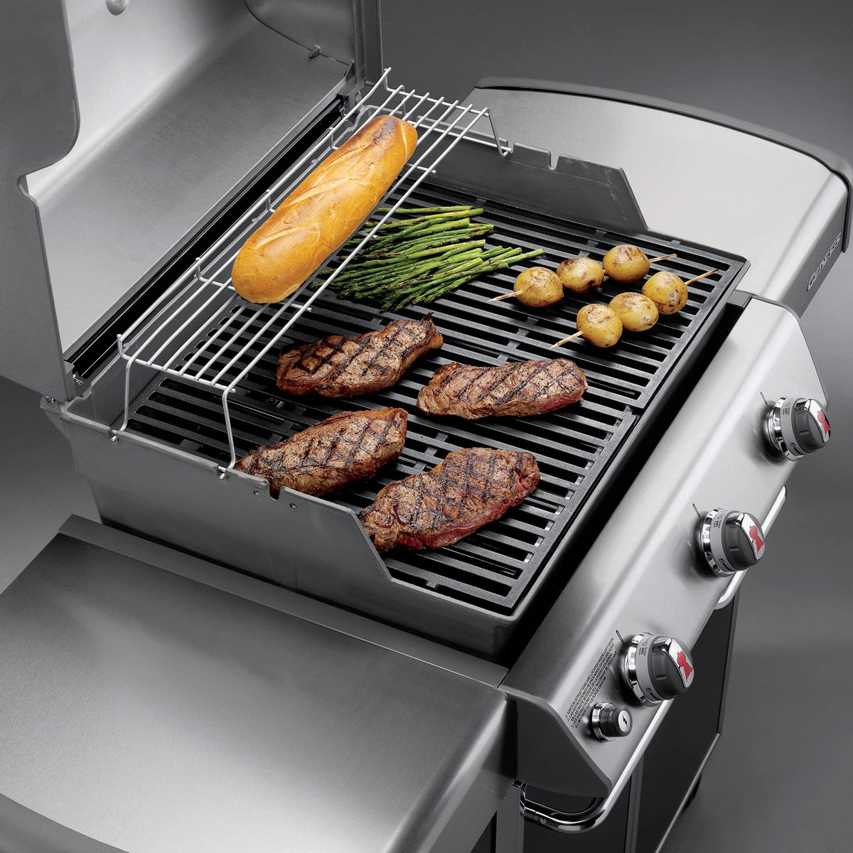 Close-up of enamel detail on Weber grates highlighting durable porcelain coating