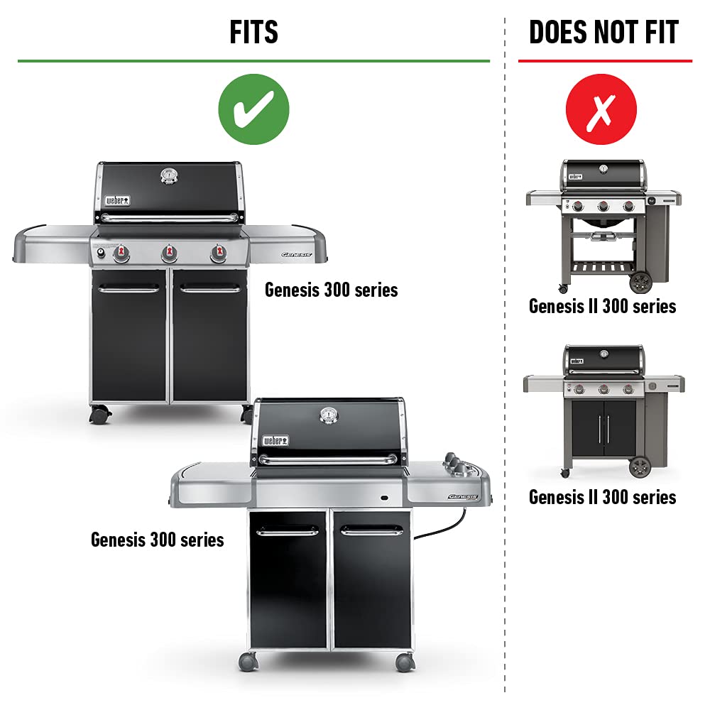 Compatibility highlight showing Weber grates fit Genesis 300 series replacements