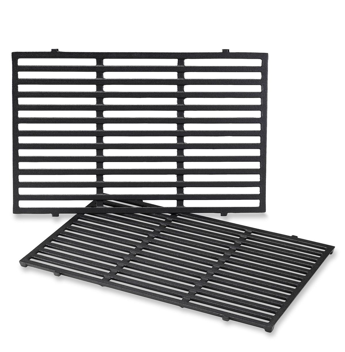 Weber porcelain-enameled cast-iron grates front view showing even heat and searing benefits