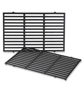 Weber porcelain-enameled cast-iron grates front view showing even heat and searing benefits