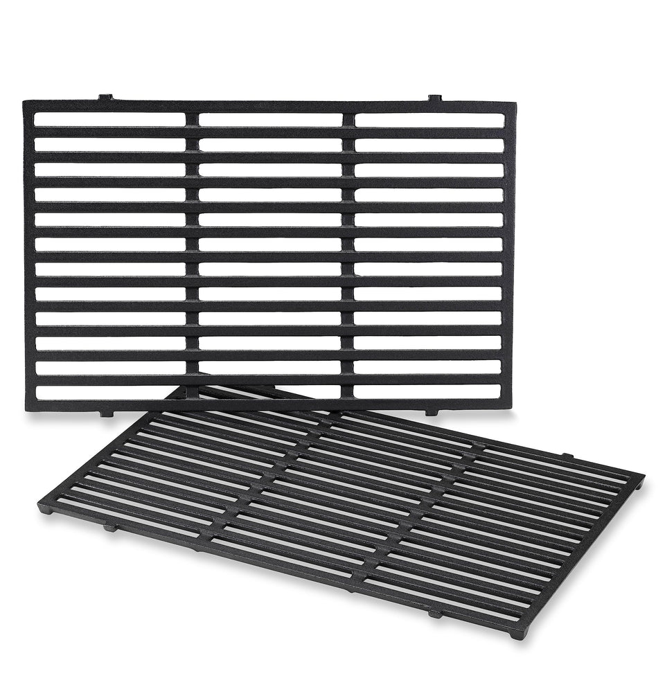 Weber porcelain-enameled cast-iron grates front view showing even heat and searing benefits