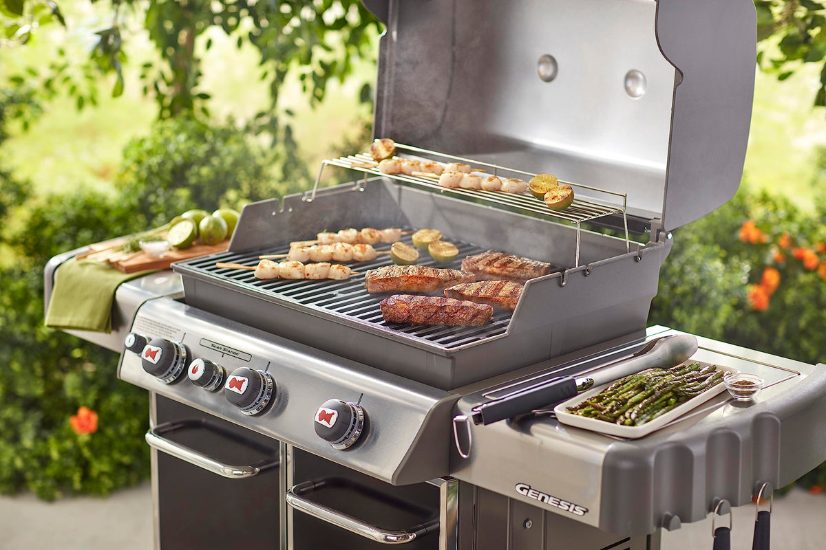 Heavy-duty cast-iron construction of Weber grates built for frequent grilling