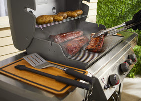 Weber Precision 3-Piece Grilling Tool Set hands-free locking for compact storage