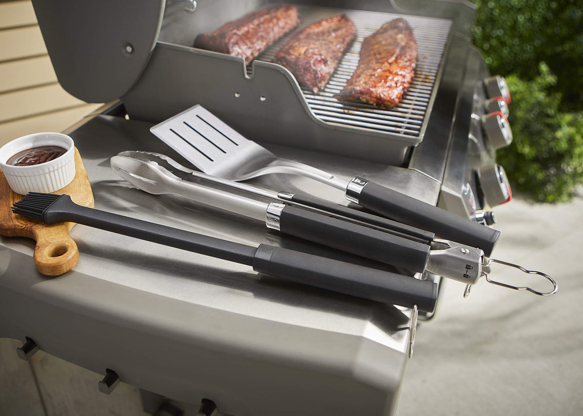 Weber Precision 3-Piece Grilling Tool Set compact hang-ready design