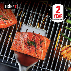 Weber Precision Grill Spatula showing soft-touch handle for comfort.