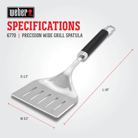 Weber Precision Grill Wide Spatula stainless steel body ready for heavy duty flipping