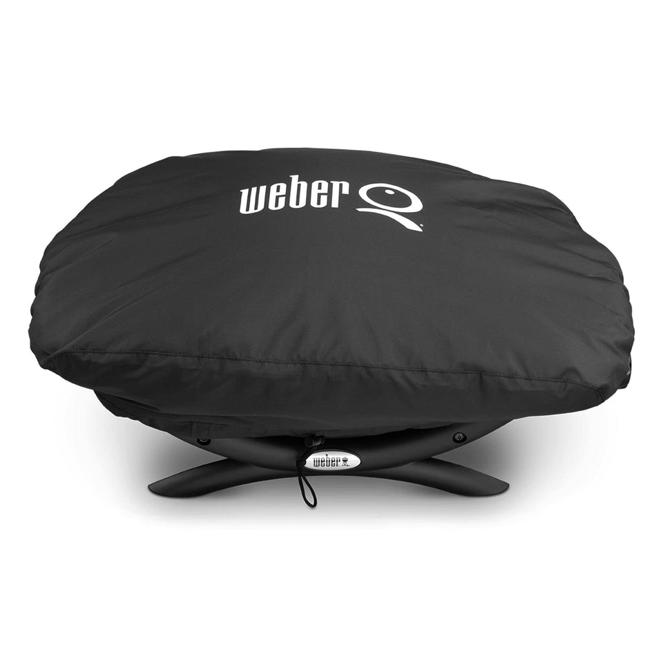 Weber Premium Bonnet Cover Q1000/100 in black with waterproof fabric.