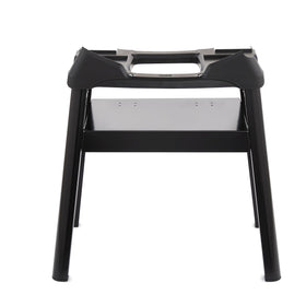 Weber Q Compact Stand with storage shelf for quick tool access.