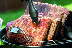 Weber Q series rib rack fit secures ribs on compact Weber grills for even heat.