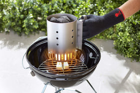 Weber Rapidfire compact chimney top view highlighting slim footprint for small grills.