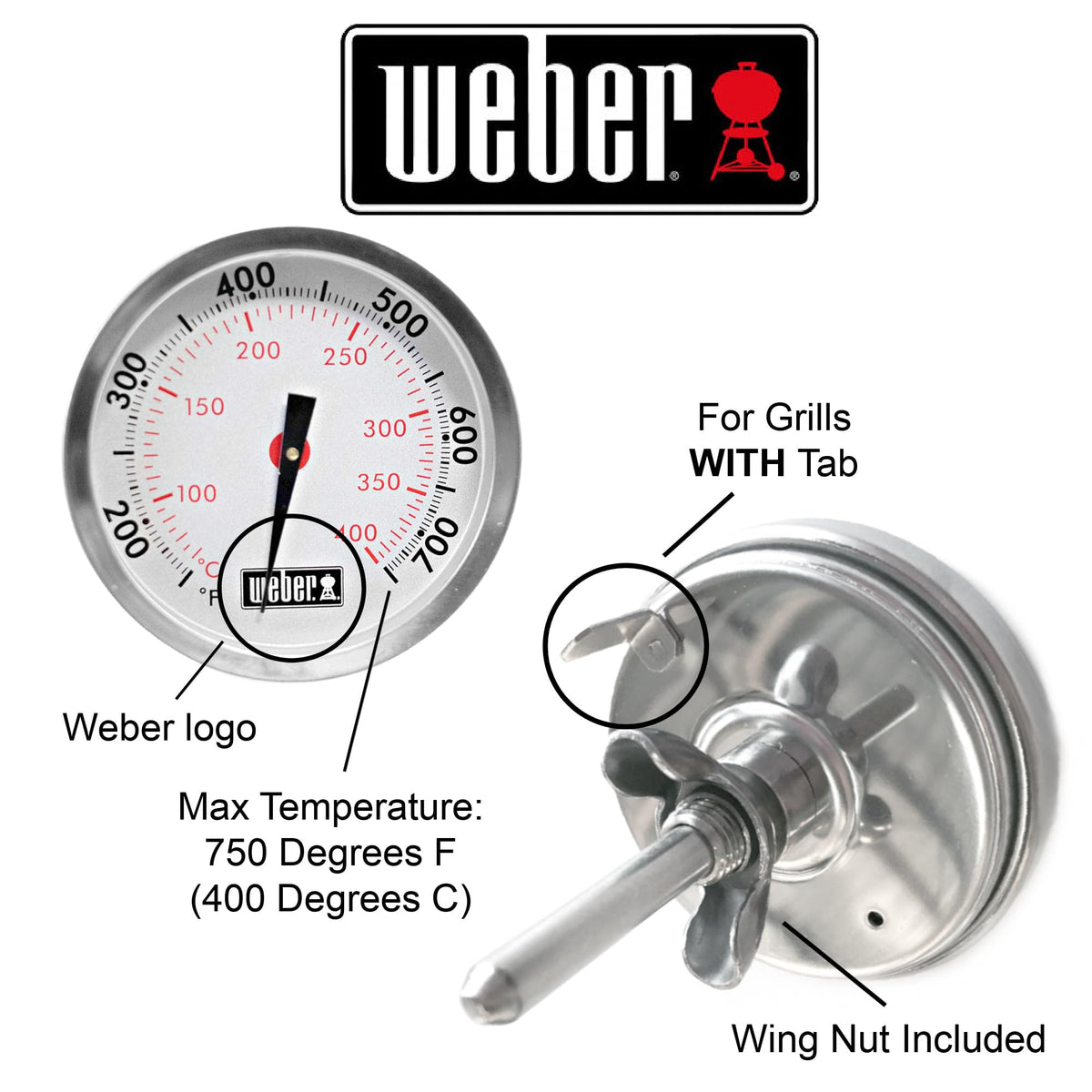 Close-up of Weber 67088 dial highlighting clear readability.