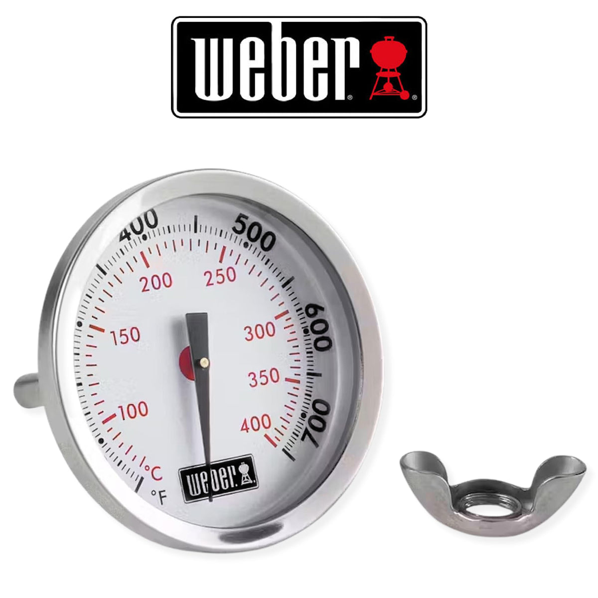Weber thermometer prong length 1-1/2 inch ensures proper depth and stability.