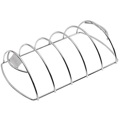 Weber Rib Rack made of plated steel is dishwasher safe for easy cleanup.