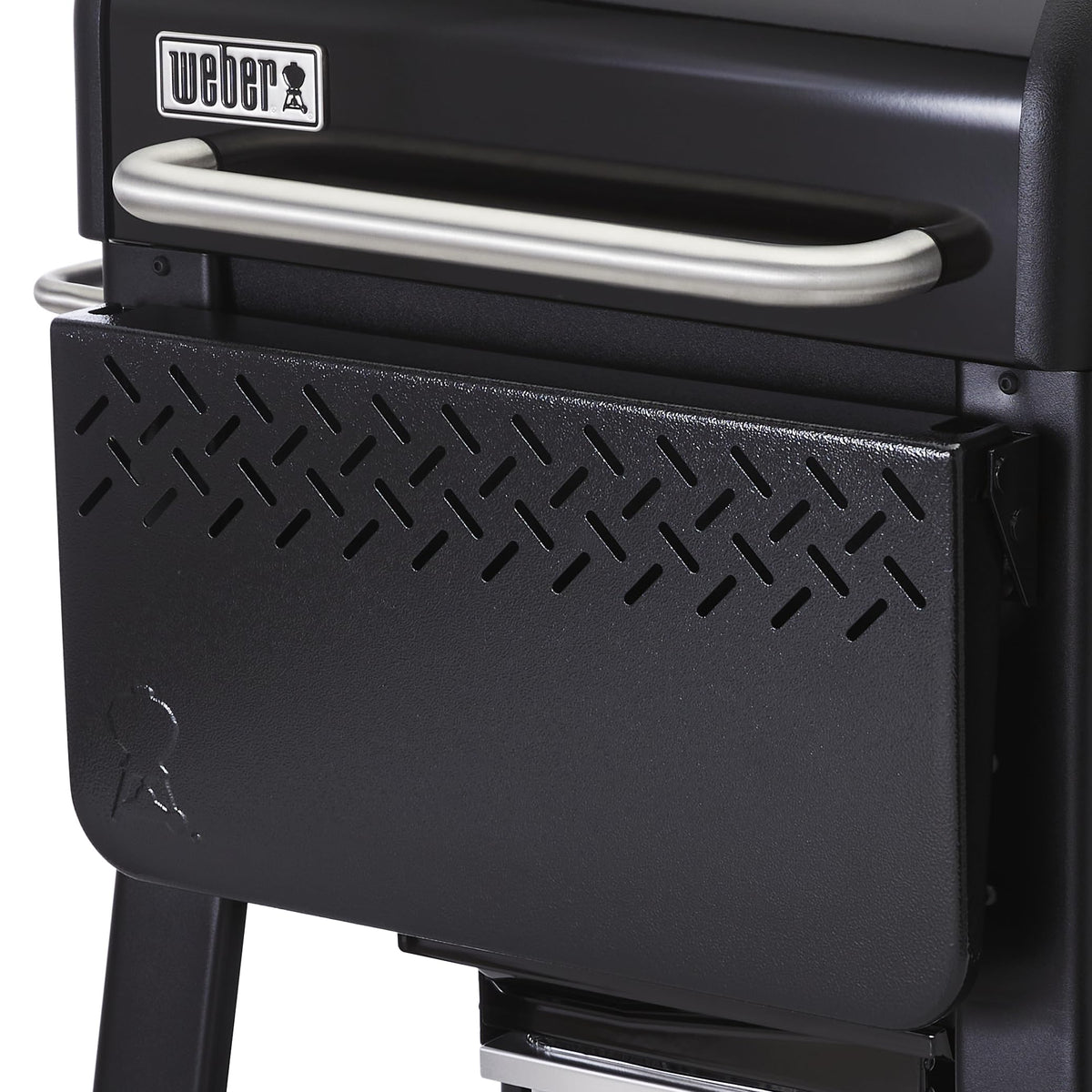 Weber Searwood 600 front table attached to grill offering added prep space