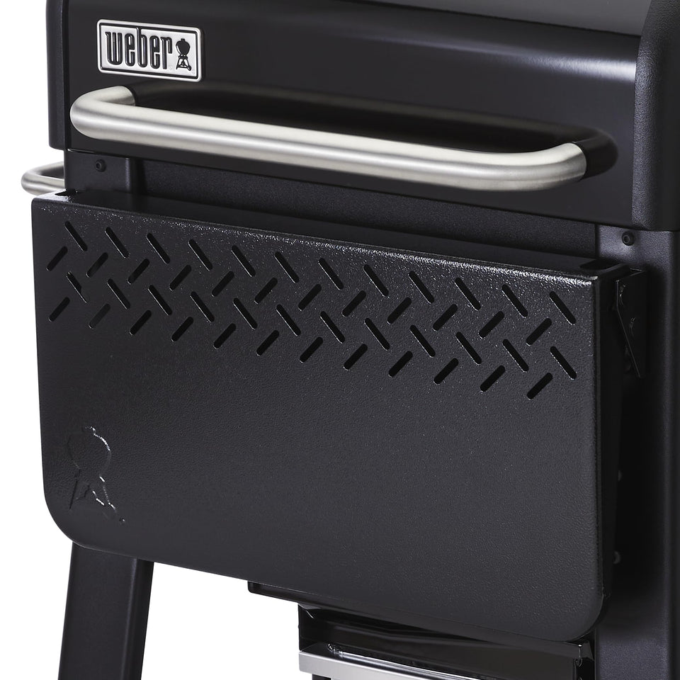 Weber Searwood 600 front table attached to grill offering added prep space