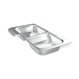 Weber Searwood Wet Smoke Pan in stainless steel adds moisture for juicy low-and-slow cooking.