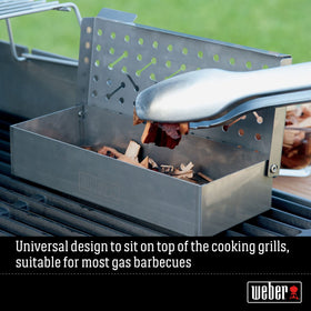 Weber smoker box fits most grills for versatile use