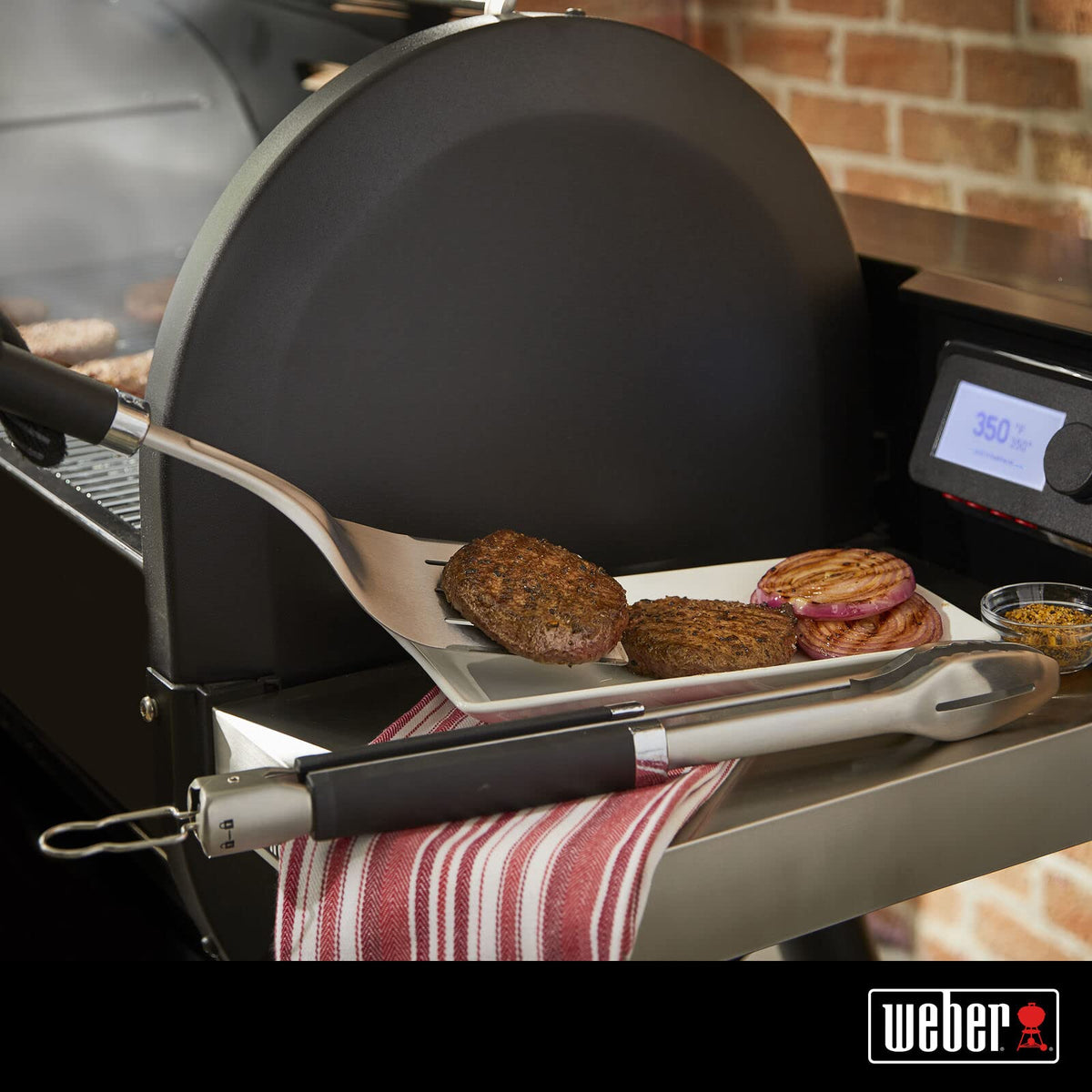 Weber Spatula 3-Sided Beveled Edge slides under foods with precision