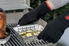 Weber vegetable basket easy use during grill to prep side dishes