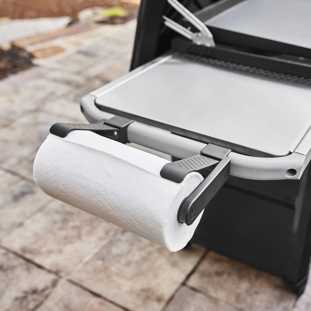 Weber Works side table remains clear for prep and service.
