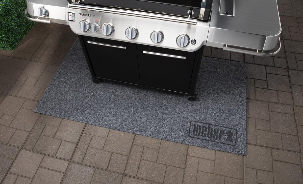 Weber XL Floor Protection Mat weather-resilience guards decks against sun and rain while you grill.