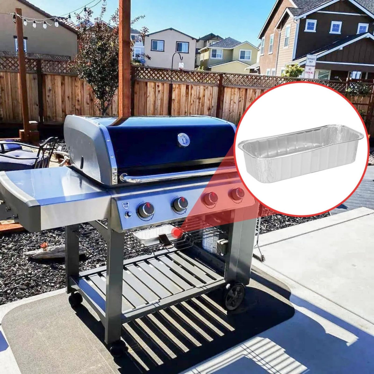 WEBROIL disposable pans reduce mess and support practical storage.
