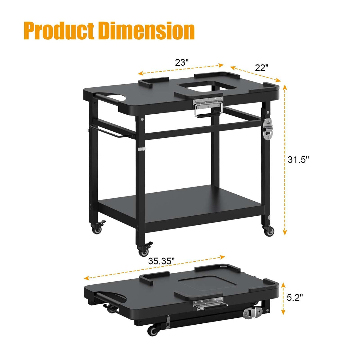 WEBROIL foldable cart with four wheels enables easy transport and quick setup.