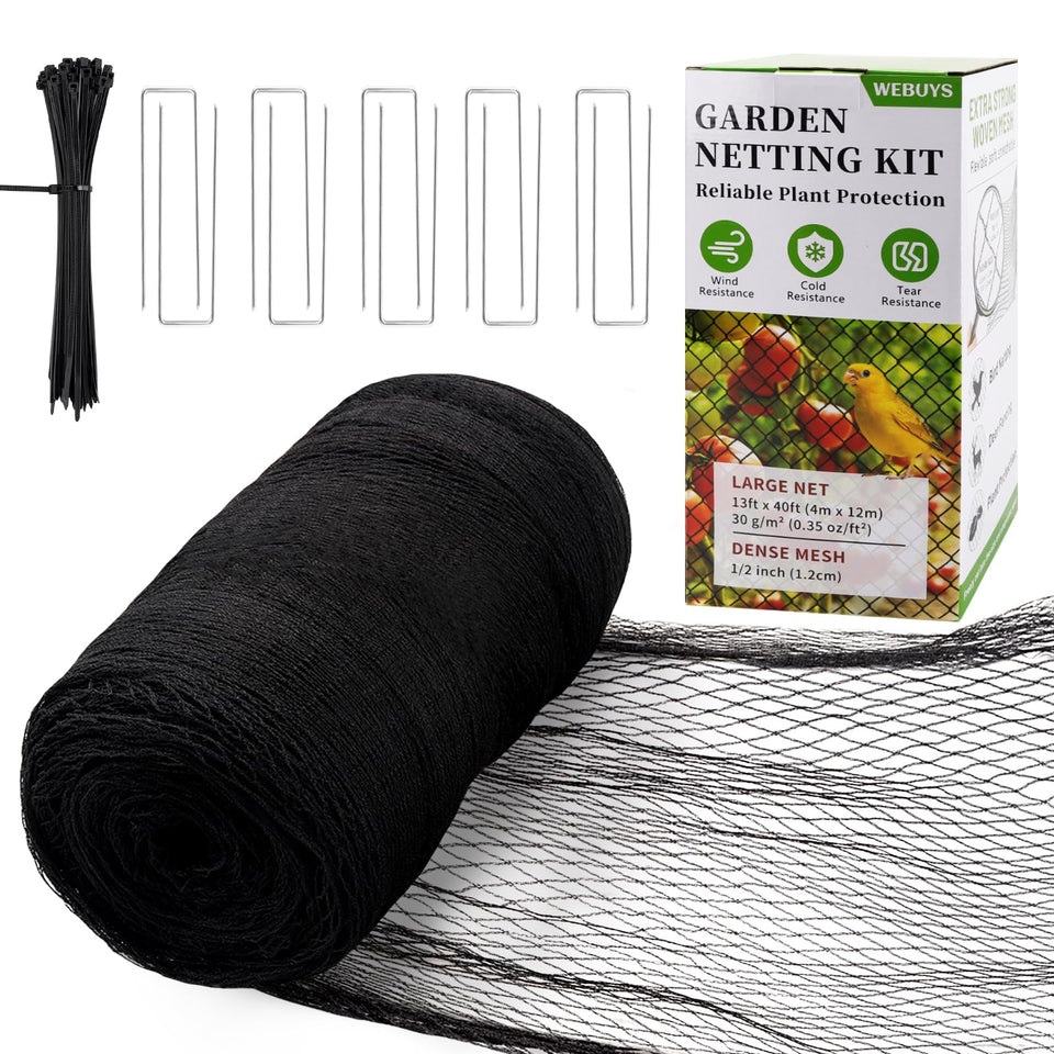 Webuys Bird Netting Kit covers 13x40 ft to deter birds from crops.