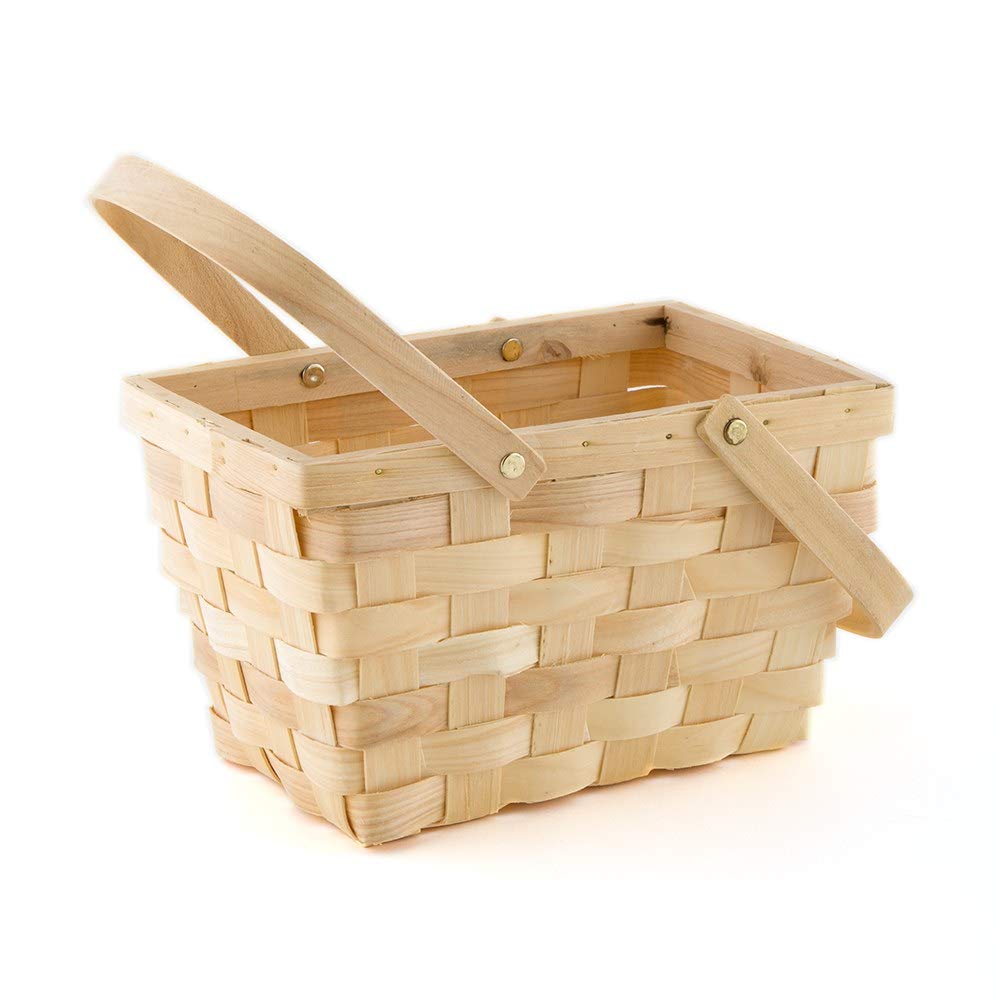 WEDDINGSTAR Decor woven picnic basket large, front view, ideal for stylish outdoor picnics.