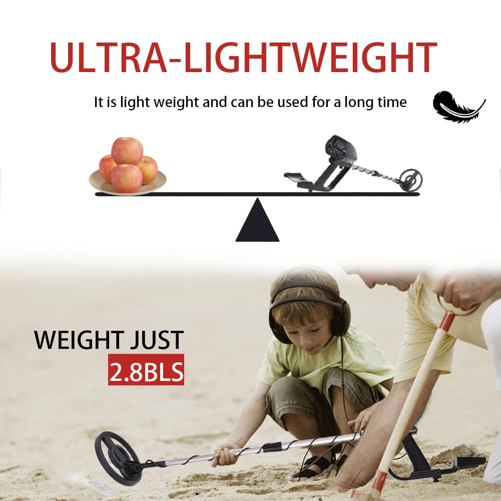 Wedigout 8-inch waterproof coil enables detection near shallow water and wet sand.