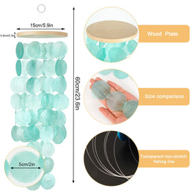 WeDoSoy turquoise capiz shells filter sunlight, creating shimmering decorative light