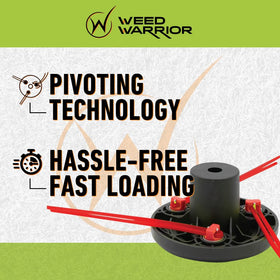 WEED WARRIOR PivotTrim head line-diameter-capacity demonstrates .080–.095 inch compatibility.
