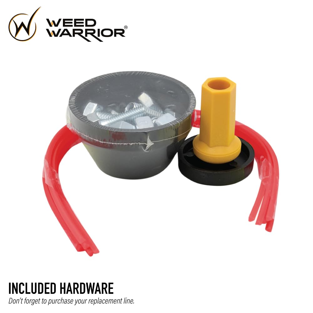 WEED WARRIOR PivotTrim head side view highlights six pivoting lines for reduced breakage.