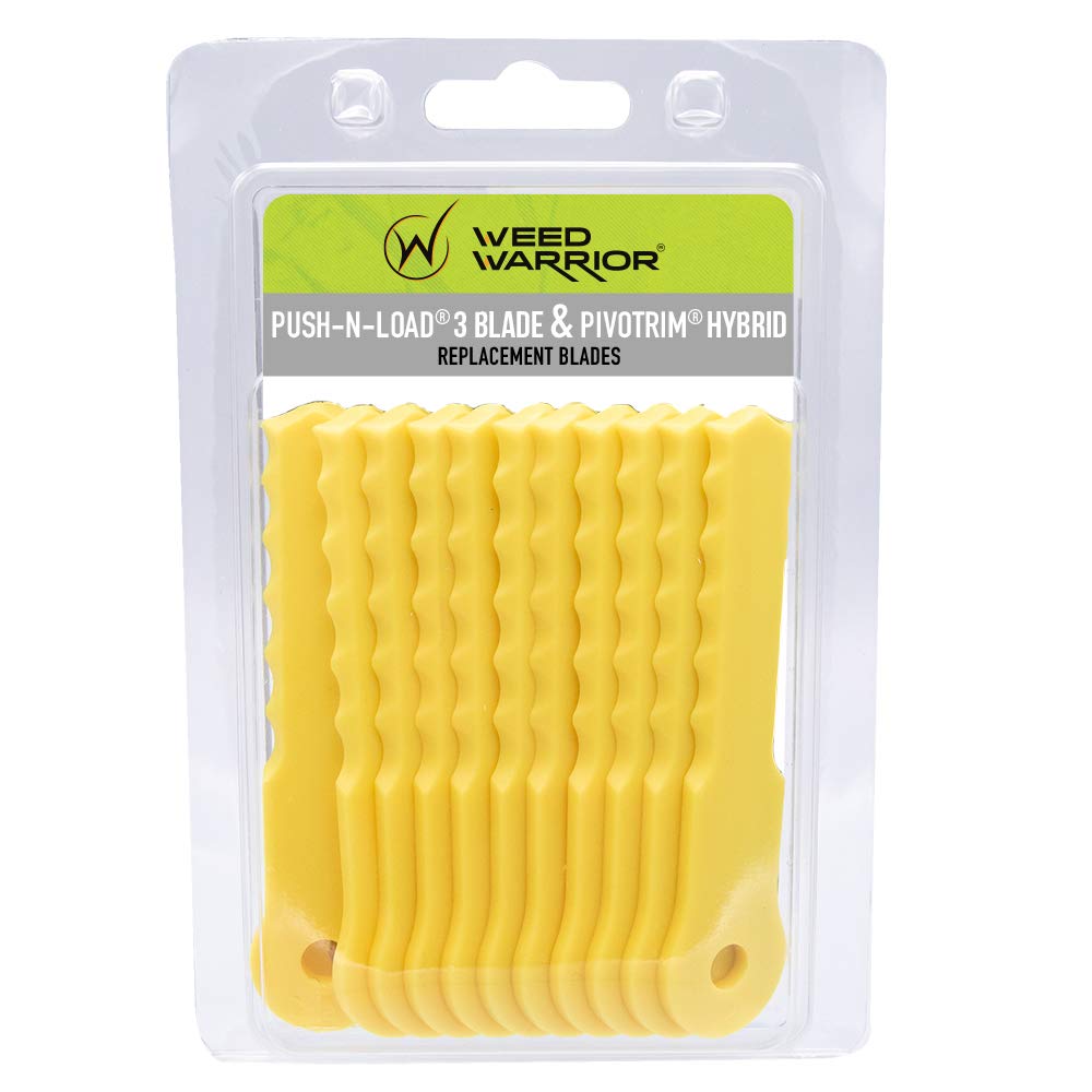 Weed Warrior Push-N-Load nylon blades 12-pack ready for quick yard trimming
