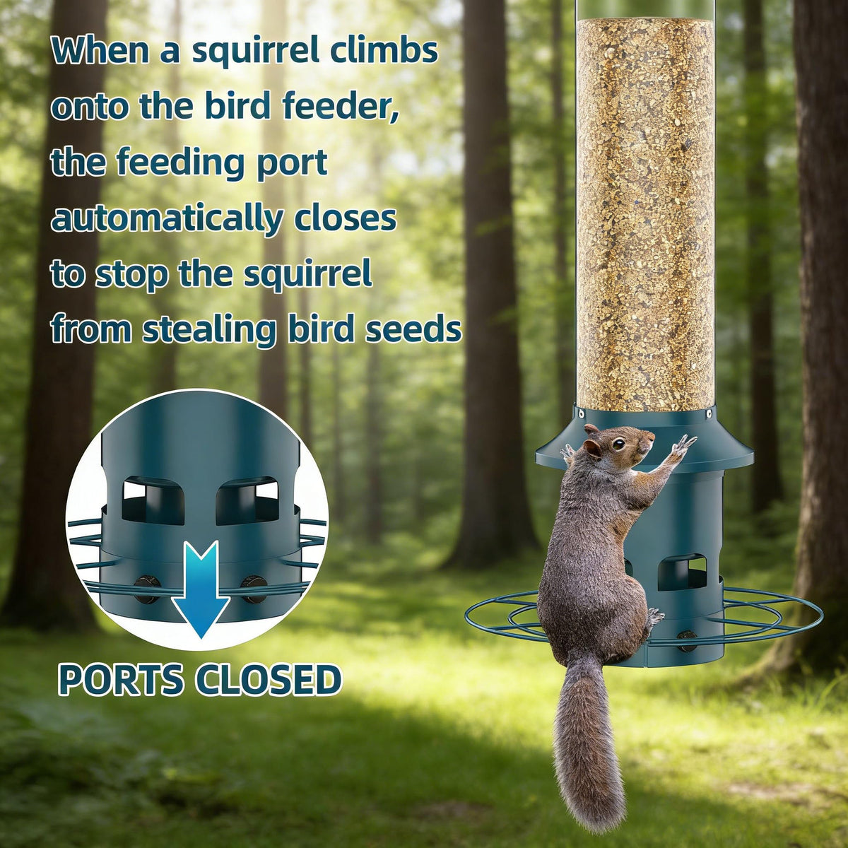 WeeFeetc weight-activated mechanism deters heavy critters from feeding.