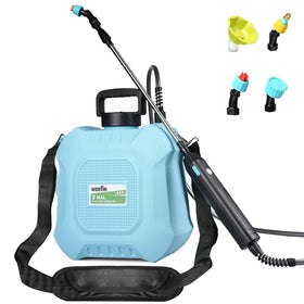 Weeflos battery-powered sprayer with 2-gallon tank for easy garden coverage.