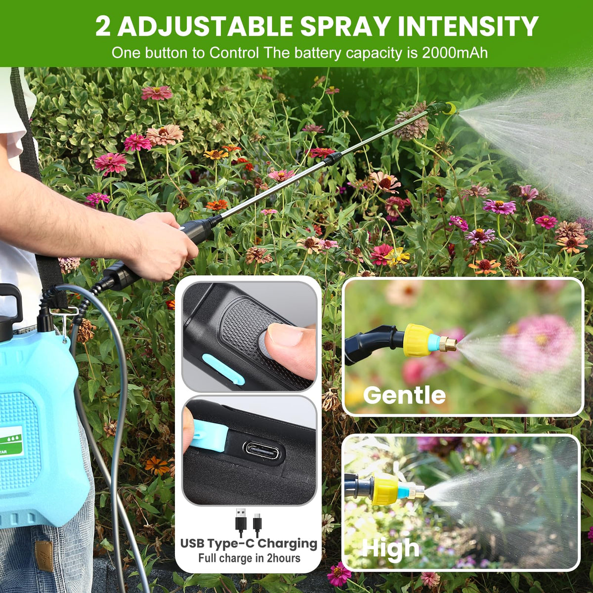 Weeflos USB-rechargeable handle supports cordless operation during tasks.