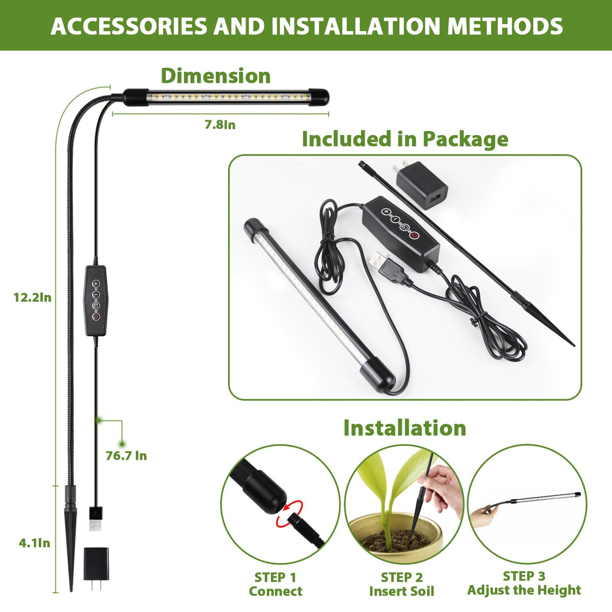 WeeLeeGoo Grow Light durable LED lifetime for long-term plant care.
