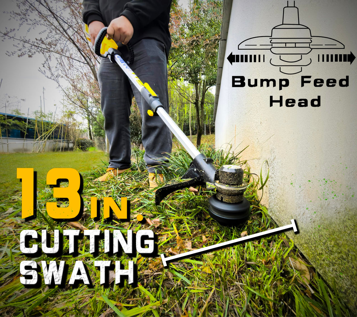 WeeLun metal blade attachment enables tougher brush clearance and overgrown areas.