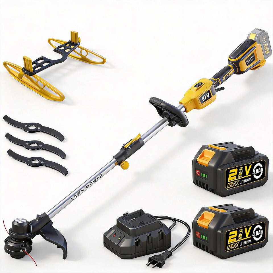 WeeLun cordless weed wacker with 14-inch head for precise edging and trimming.