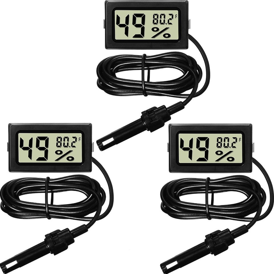 Weewooday mini digital temperature humidity meter with probe gauge for incubators.