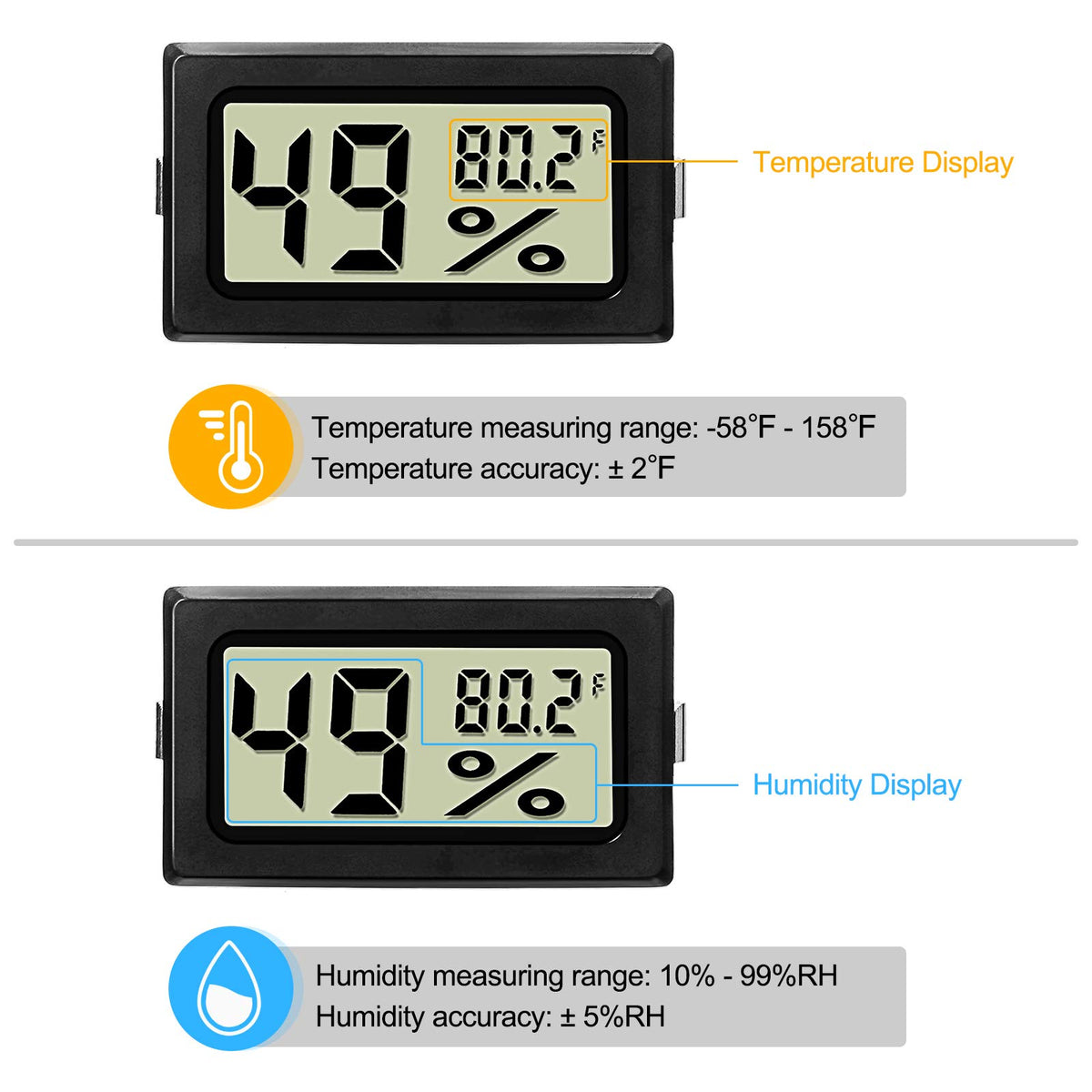 Weewooday mini digital temperature humidity meter with probe gauge for reptile tanks.