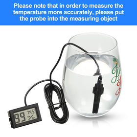 Weewooday mini digital temperature humidity meter with probe gauge for guitar cases.