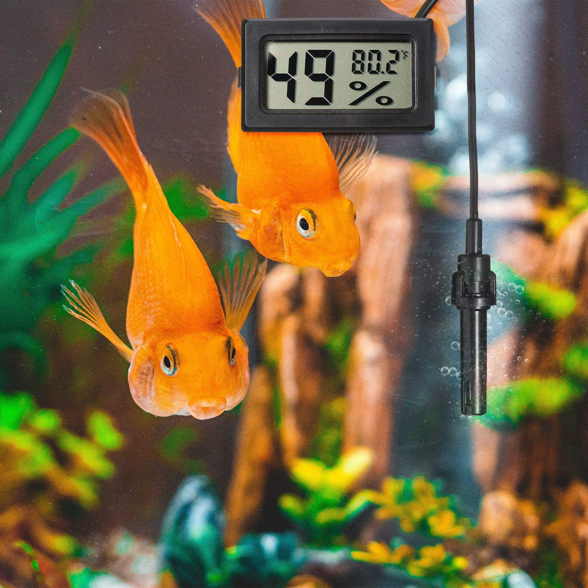 Weewooday mini digital temperature humidity meter with probe gauge for offices.