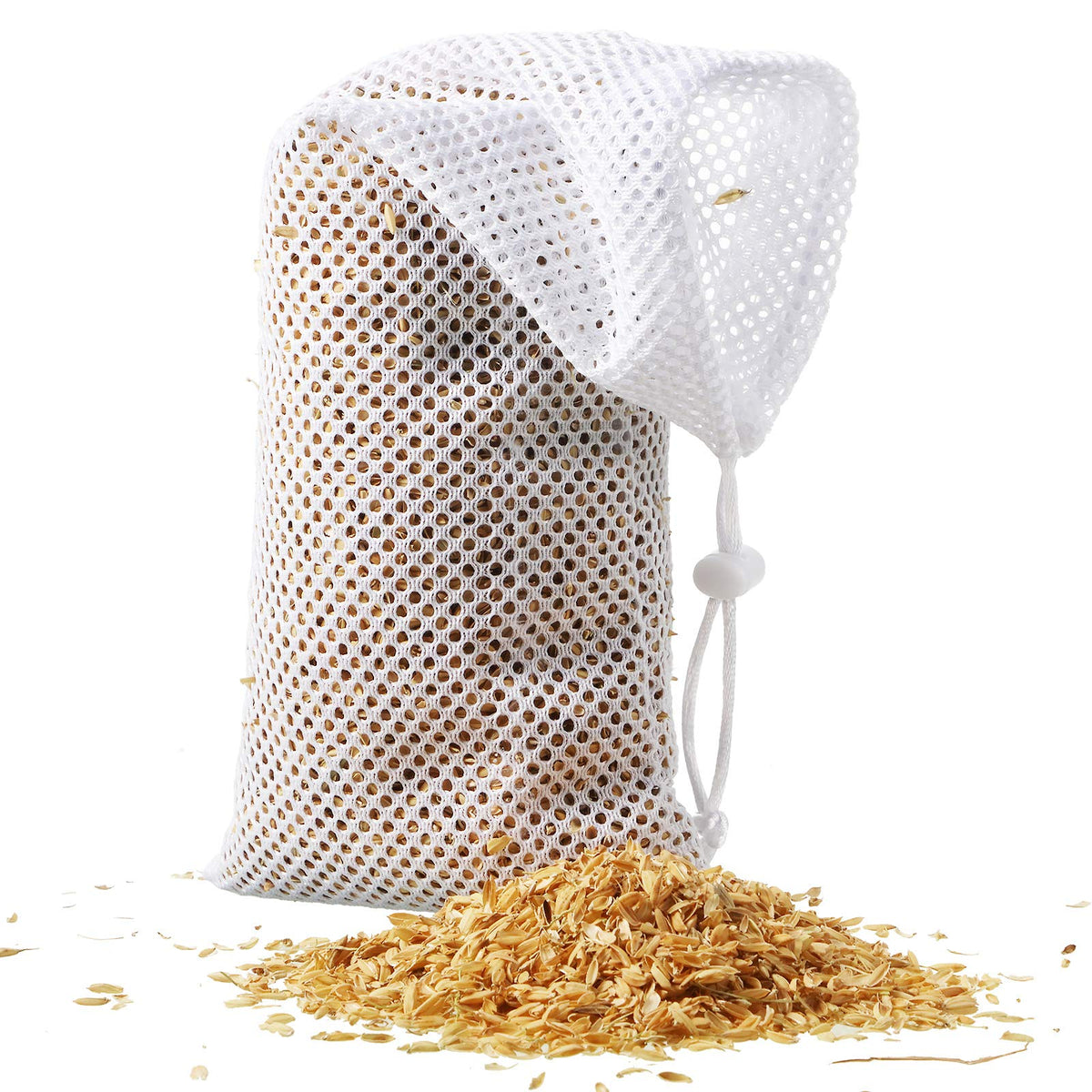 Weewooday Thistle seed sack close-up shows durable satin cord