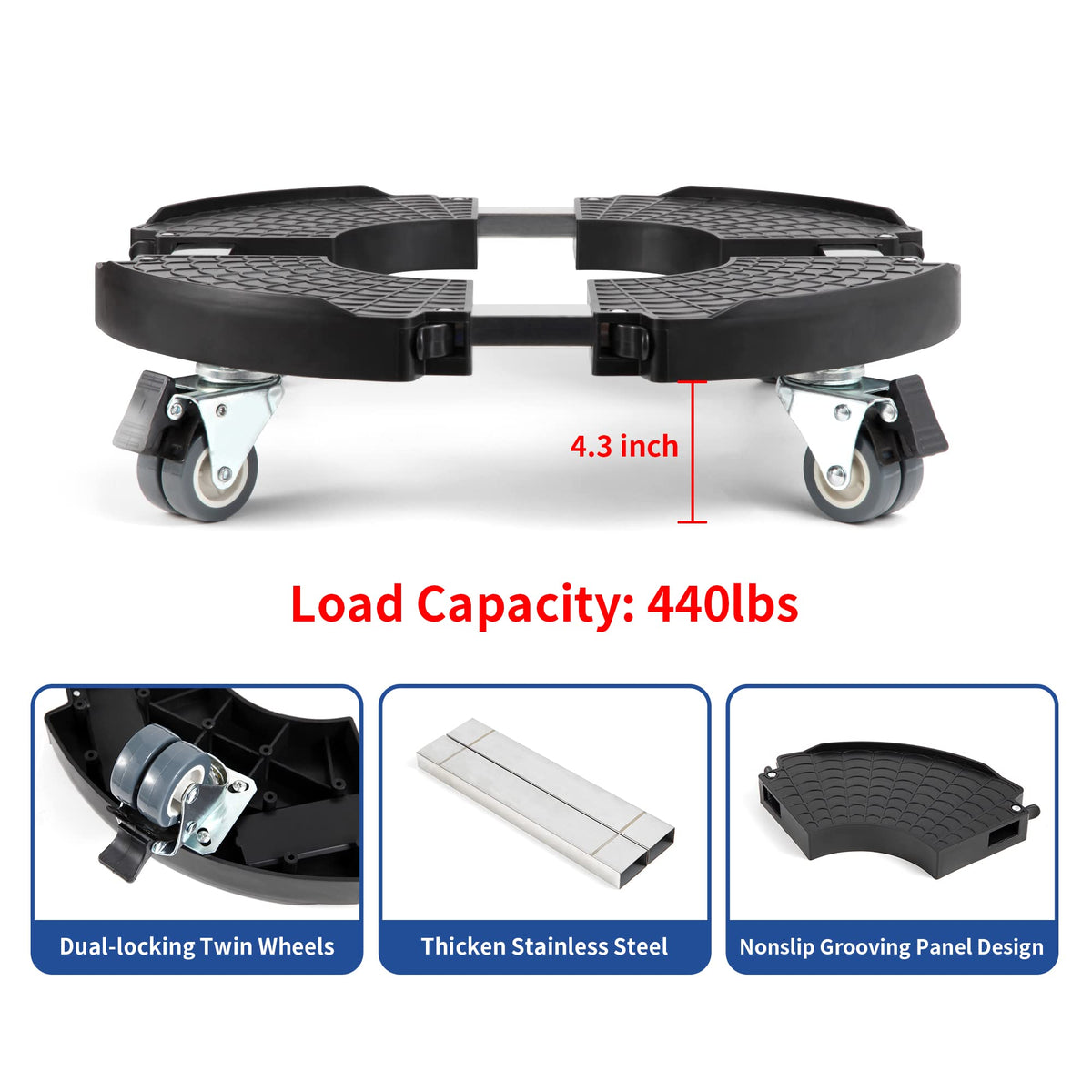 WEIBIDA dolly supports up to 440 pounds for robust plant portability
