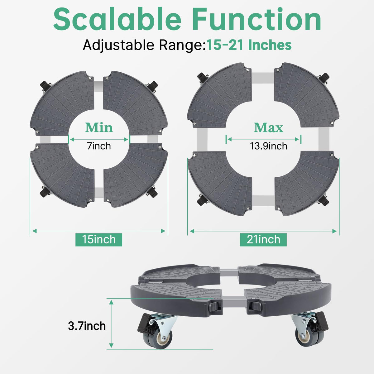WEIBIDA dolly supports up to 440 pounds for heavy pots and containers.